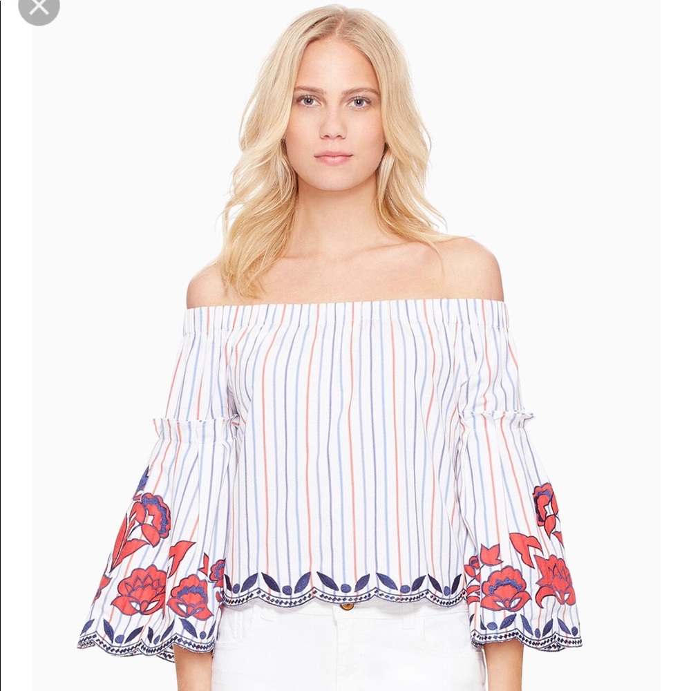 Revolve Parker Dane Off The Shoulder Striped Shirt